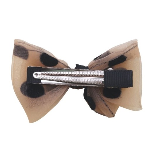 Polka Dot Khaki Bow Hairpin