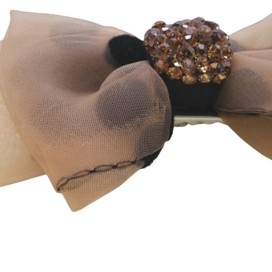 Polka Dot Khaki Bow Hairpin