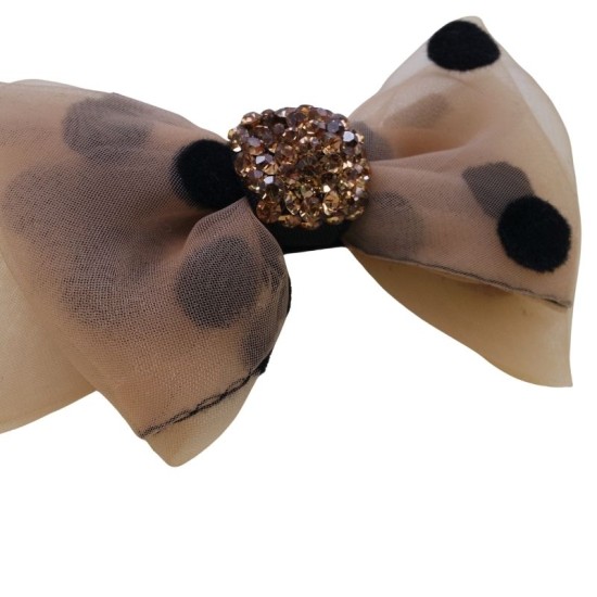 Polka Dot Khaki Bow Hairpin