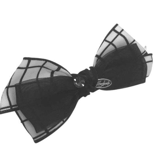 Black And White Plaid Black Bow Hairpin