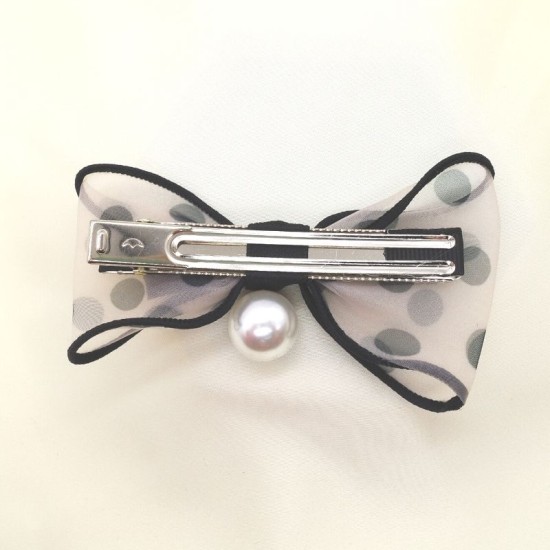 Polka Dot Bow Pendant Pearl Single Clip Hairpin