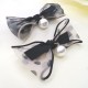 Polka Dot Bow Pendant Pearl Single Clip Hairpin