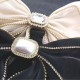 French ladies small pearl big bow Hair clip