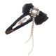 Fringe Black Bow Hairpin