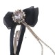 Fringe Black Bow Hairpin