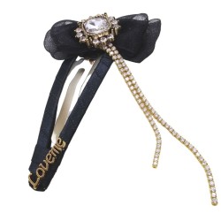 Fringe Black Bow Hairpin