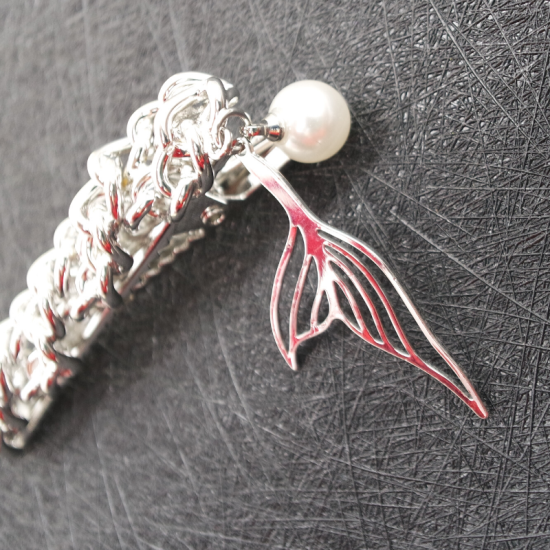 Metal Chain Pearl Fishtail Hair Clip