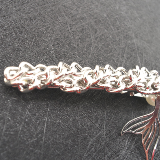 Metal Chain Pearl Fishtail Hair Clip