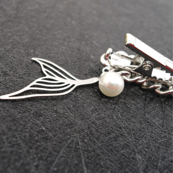 Metal Chain Pearl Fishtail Hair Clip