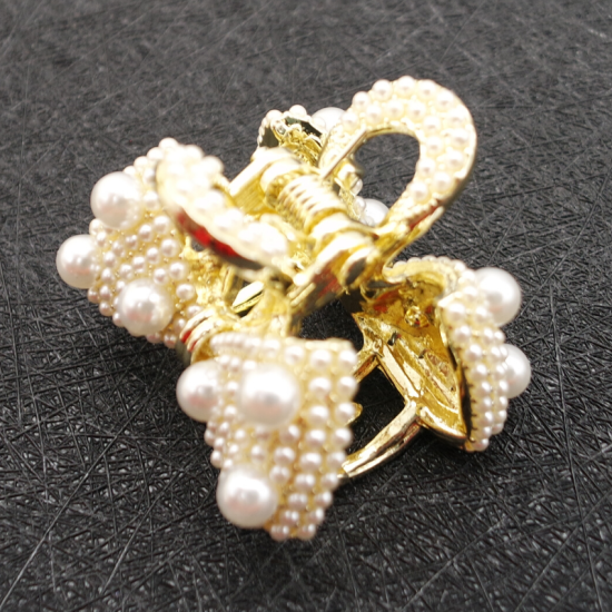 Bow Knot Pearl Chopped small Hair Scratch Clip