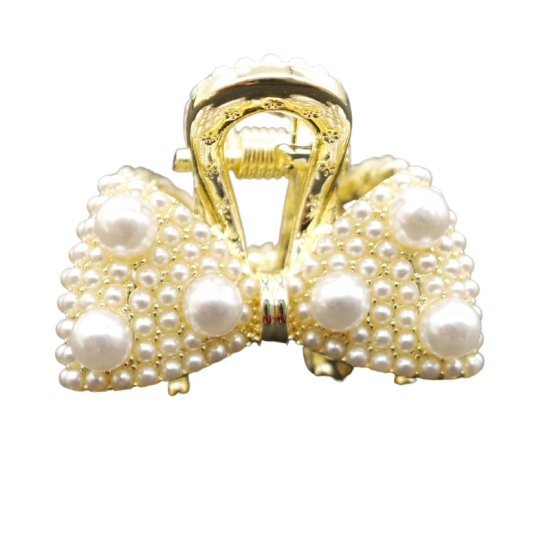 Bow Knot Pearl Chopped small Hair Scratch Clip