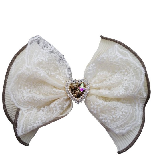 Fashion Pearl Bear Big Bow Hair Clip