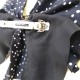 big polka dot black bow hairpin